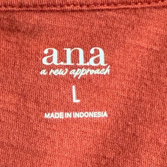 a.n.a. rust burnt orange v-neck tee t-shirt size L - Picture 3 of 4